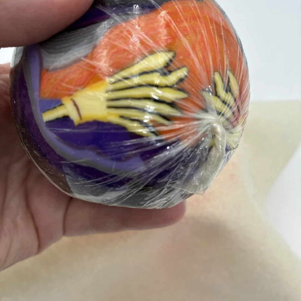 Halloween Witch Sphere Candle Round Black Orange Purple Spooky Decor 3 Inch